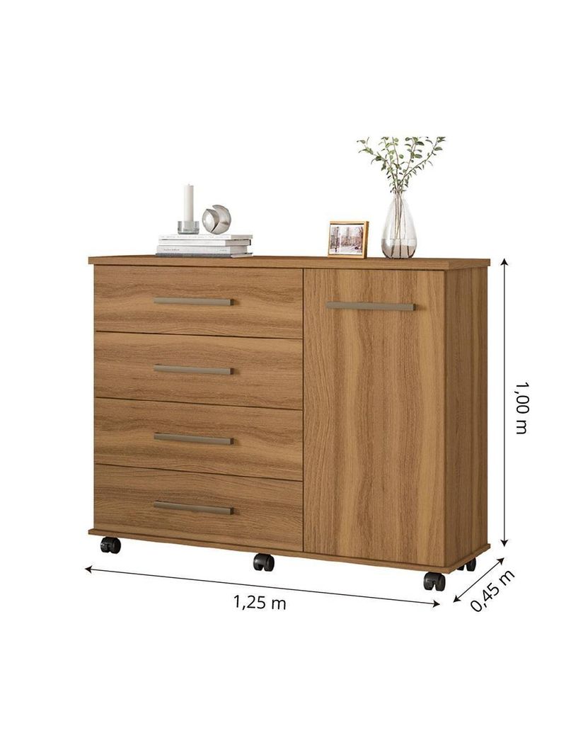 Cômoda 4 Gavetas Flora Amendola Amêndoa