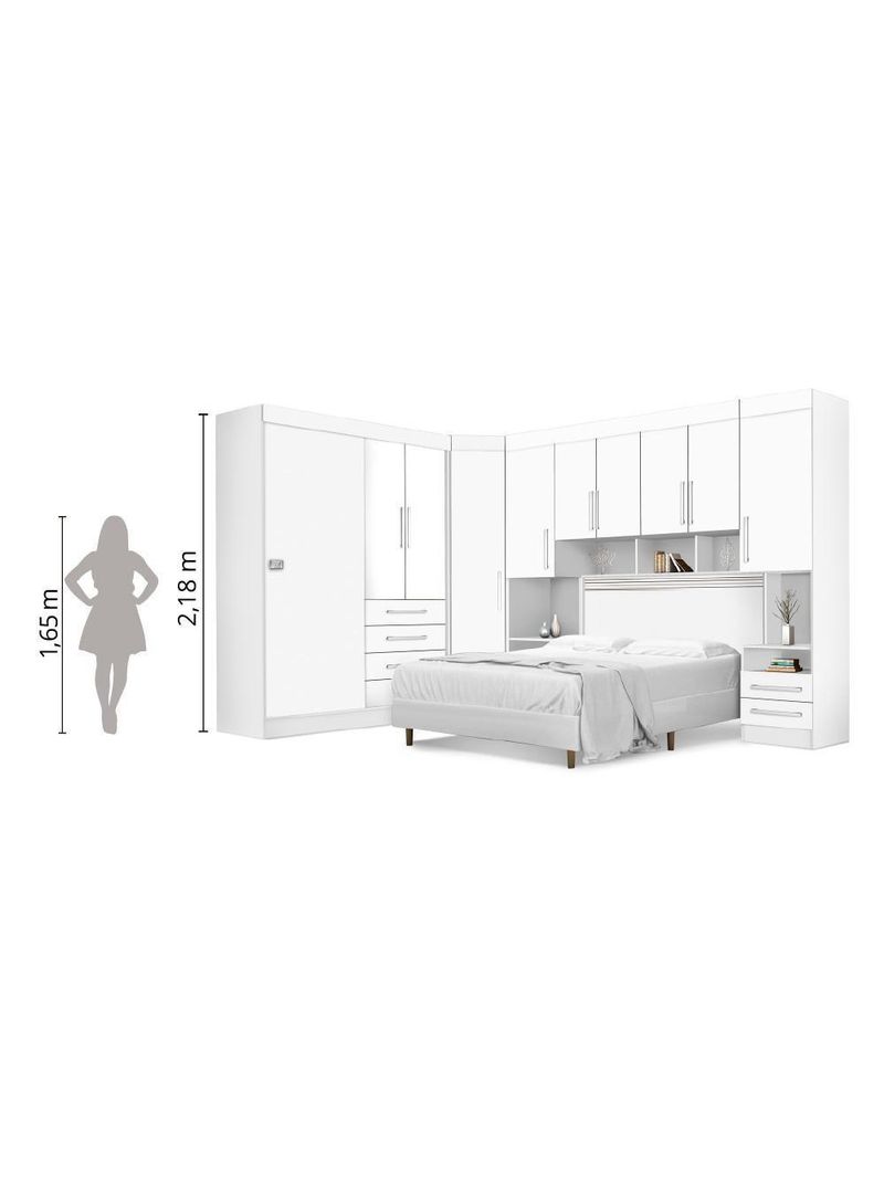 Dormitório Completo Georgia J&a Branco Para Cama Box  Casal
