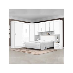 Dormitório Completo Georgia J&A Branco Para Cama Box 1,38m Casal