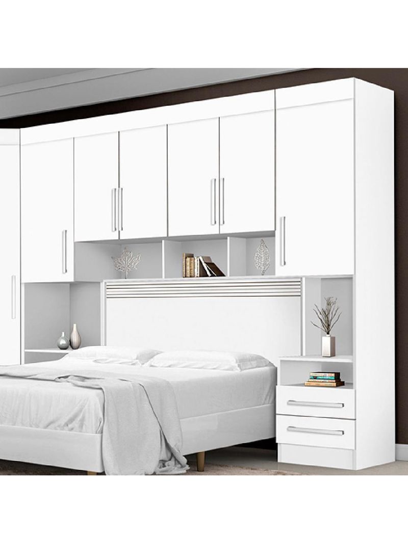 Dormitório Completo Georgia J&a Branco Para Cama Box  Casal