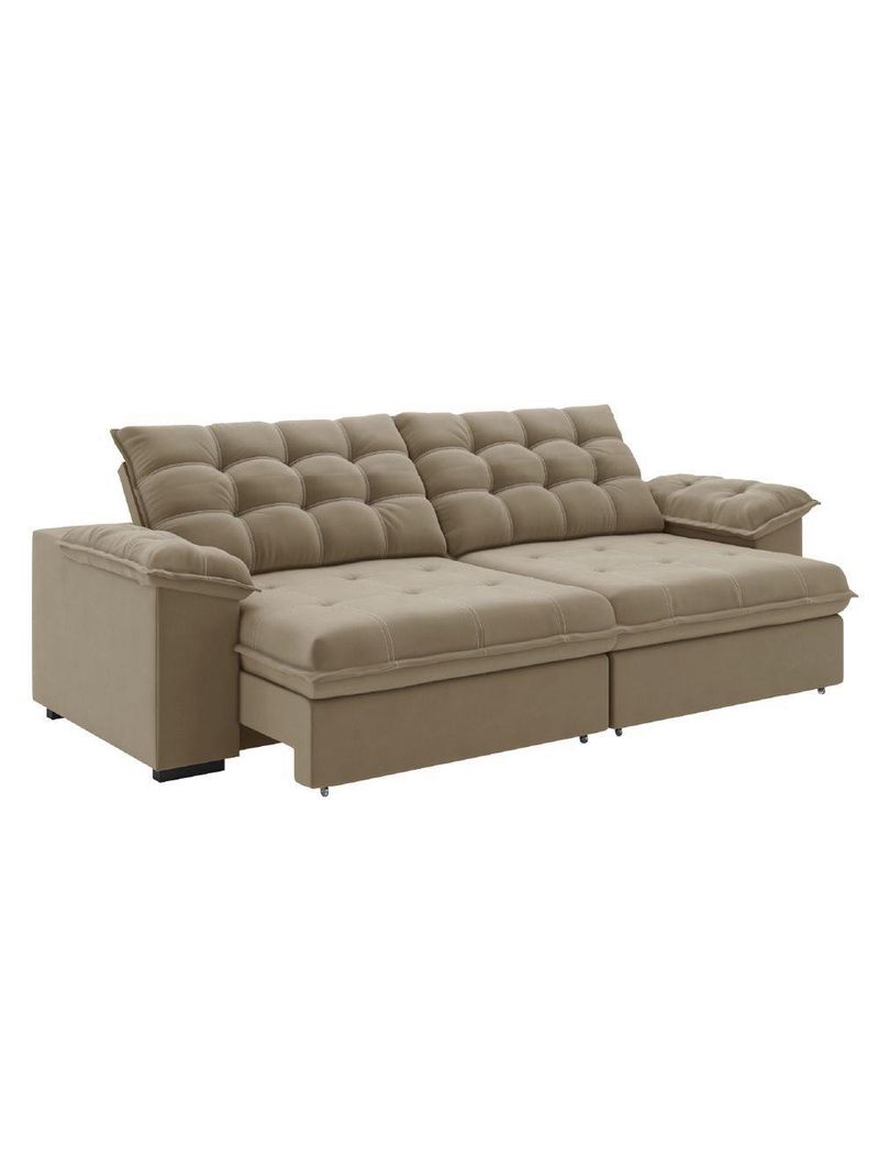 Sofá Retrátil E Reclinável Bipartido 2,50m 4 Lugares Palermo Slim Luizzi Castor