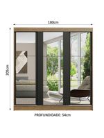 Guarda-roupa Casal Reno 3 Portas de Correr de Espelho Madesa