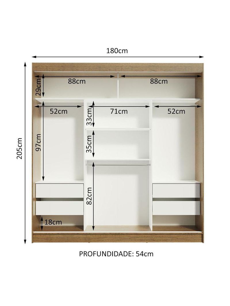 Guarda-roupa Casal Reno 3 Portas de Correr de Espelho Madesa