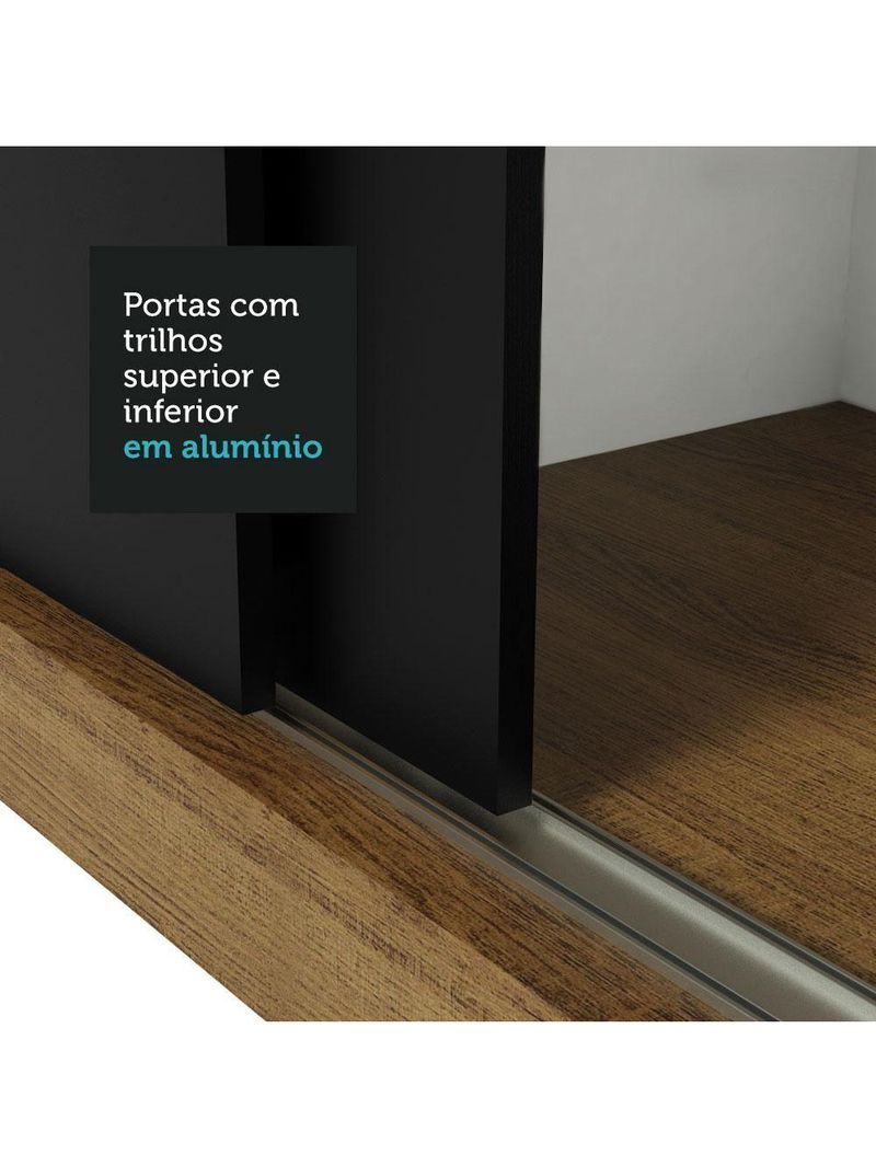 Guarda-roupa Casal Reno 3 Portas de Correr de Espelho Madesa