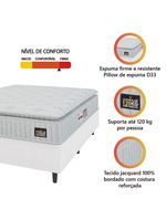Cama Box Casal Colchão Espuma D33 Pillow Top Van Gogh 138x188x62cm Branco Hellen Suporta Até 120kg