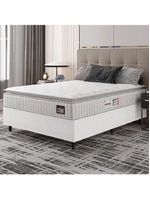 Cama Box Casal Colchão Espuma D33 Pillow Top Van Gogh 138x188x62cm Branco Hellen Suporta Até 120kg