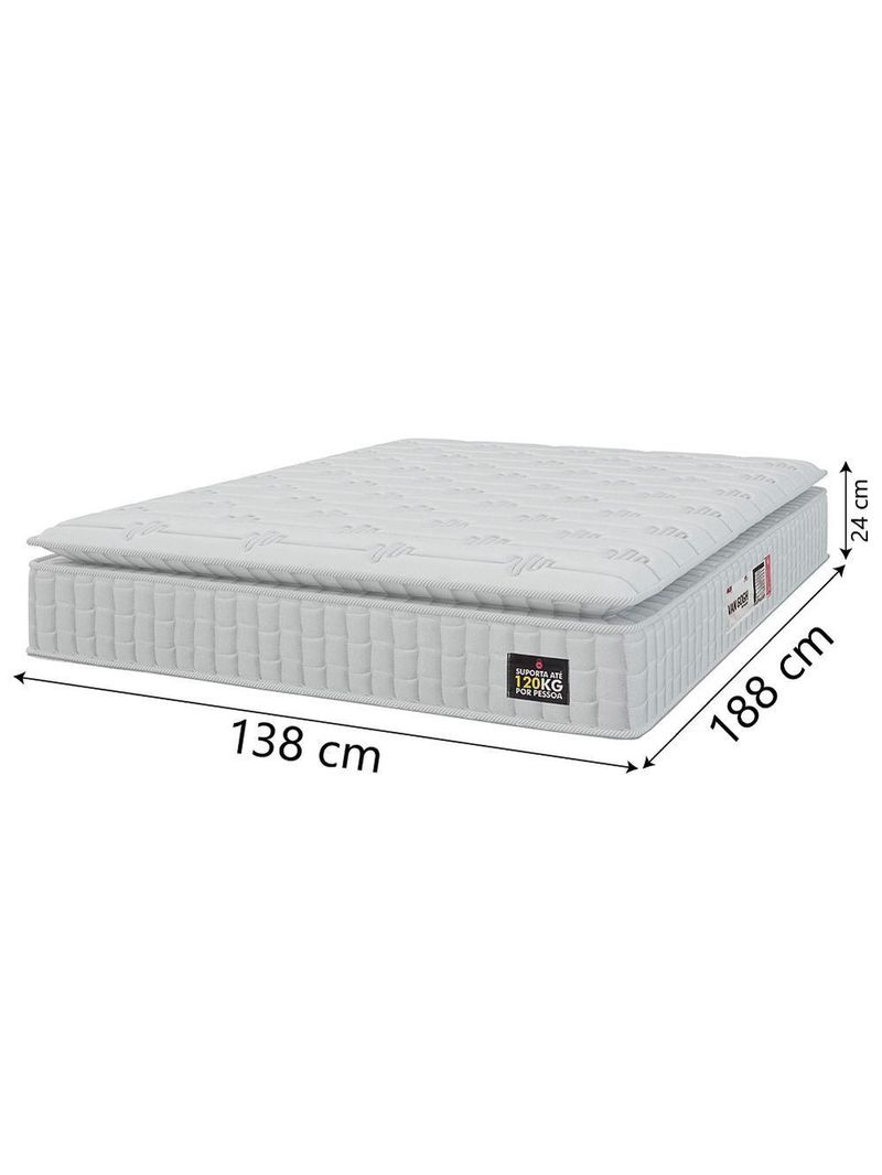 Cama Box Casal Colchão Espuma D33 Pillow Top Van Gogh 138x188x62cm Branco Hellen Suporta Até 120kg