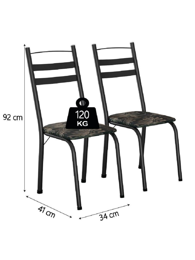 Conjunto De Mesa Sala De Jantar Com 6 Cadeiras Tubular Tampo Bp Madeirado Retangular 1,36m Preto/flor