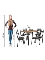 Conjunto De Mesa Sala De Jantar Com 6 Cadeiras Tubular Tampo Bp Madeirado Retangular 1,36m Preto/flor