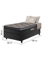 Cama Box Solteiro Conjugada Molas Ensacadas Delta 88x188x60cm Cinza/Preto