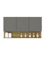 Armário Aéreo de Cozinha 3 Portas com Nicho 1,20m Freijó/Cinza Line Kits Paraná