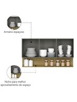 Armário Aéreo de Cozinha 3 Portas com Nicho 1,20m Freijó/Cinza Line Kits Paraná