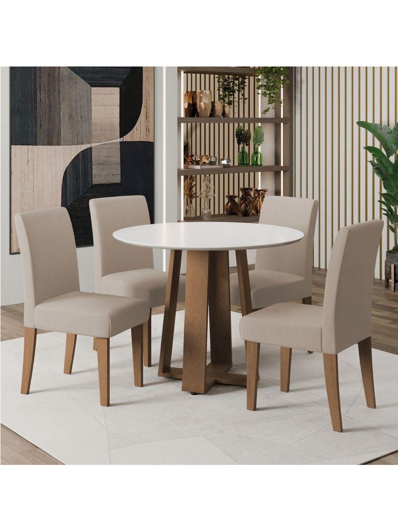 Conjunto De Mesa Sala De Jantar Athenas 4 Cadeiras Trieste