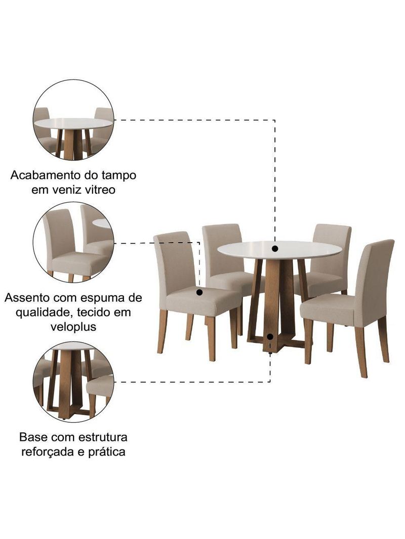 Conjunto De Mesa Sala De Jantar Athenas 4 Cadeiras Trieste