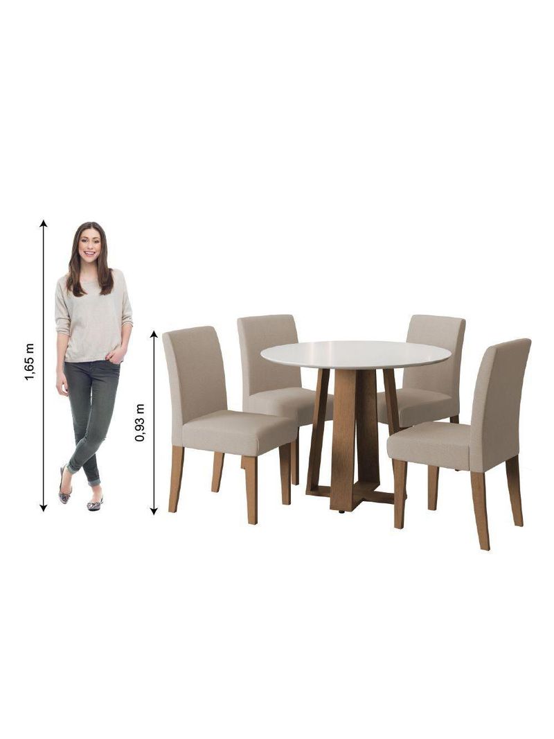 Conjunto De Mesa Sala De Jantar Athenas 4 Cadeiras Trieste