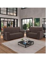 Conjunto De Sofá 2 E 3 Lugares Turim Veludo Luizzi Marrom