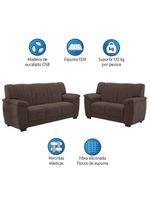 Conjunto De Sofá 2 E 3 Lugares Turim Veludo Luizzi Marrom