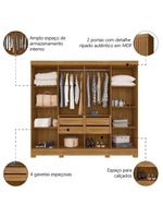 Guarda Roupas Casal Ripado 8 Portas 4 Gavetas Diamante Moval Freijo Cin