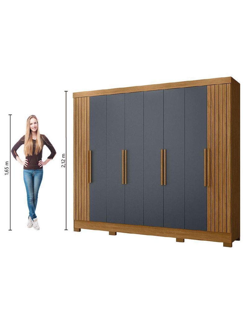 Guarda Roupas Casal Ripado 8 Portas 4 Gavetas Diamante Moval Freijo Cin