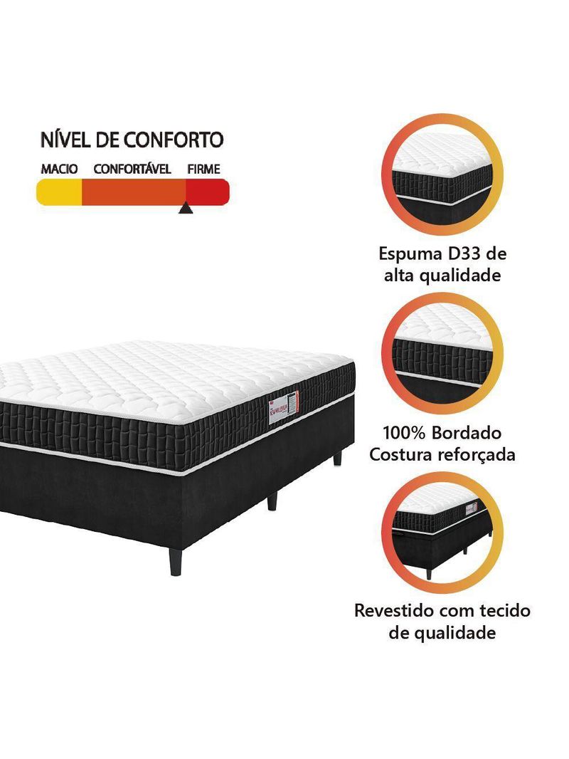 Cama Box Colchão Casal Espuma D33 New Millenium 138x57cm Preto/branco Hellen Pret/branc