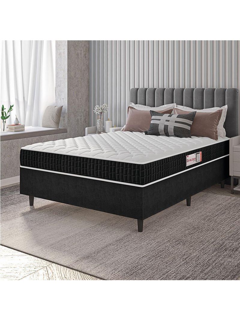 Cama Box Colchão Casal Espuma D33 New Millenium 138x57cm Preto/branco Hellen Pret/branc