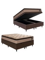 Cama Box Baú Casal Queen Colchão Espuma D33 Pillow Top Van Gogh 158x198x70cm Suede Marrom Hellen