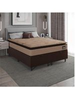 Cama Box Baú Casal Queen Colchão Espuma D33 Pillow Top Van Gogh 158x198x70cm Suede Marrom Hellen