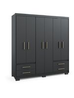 Guarda Roupas Casal 6 Portas 4 Gavetas Primacy Preto Batrol