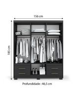 Guarda Roupas Casal 6 Portas 4 Gavetas Primacy Preto Batrol