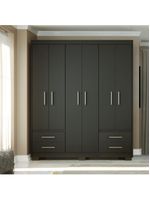 Guarda Roupas Casal 6 Portas 4 Gavetas Primacy Preto Batrol