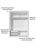 Guarda-roupa Solteiro Dallas 2 Portas Correr Espelho Madesa