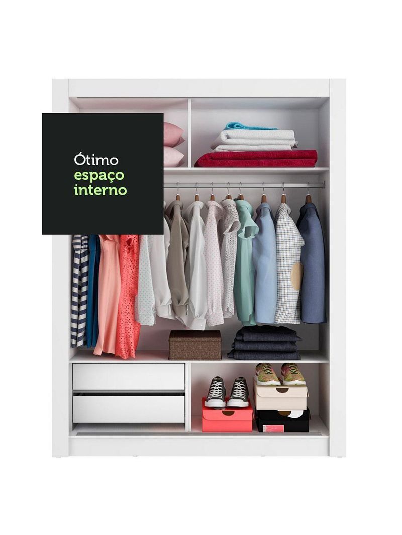 Guarda-roupa Solteiro Dallas 2 Portas Correr Espelho Madesa