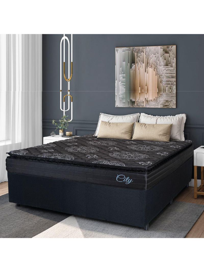 Cama Box Casal King Colchão Com Molas Ensacadas Top Hellen