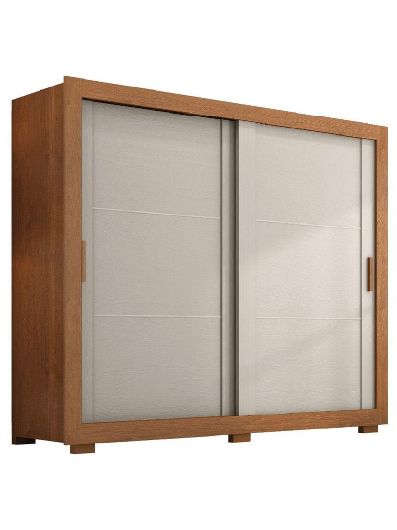 Guarda Roupas Casal 2 Portas de Correr 4 Gavetas Titanium – Zanzini – Areia / Madeirado