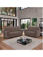 Conjunto De Sofá 2 E 3 Lugares Turim Veludo Luizzi Cappuccino