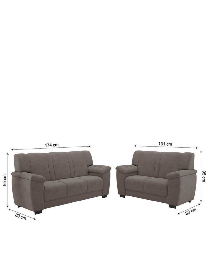 Conjunto De Sofá 2 E 3 Lugares Turim Veludo Luizzi Cappuccino