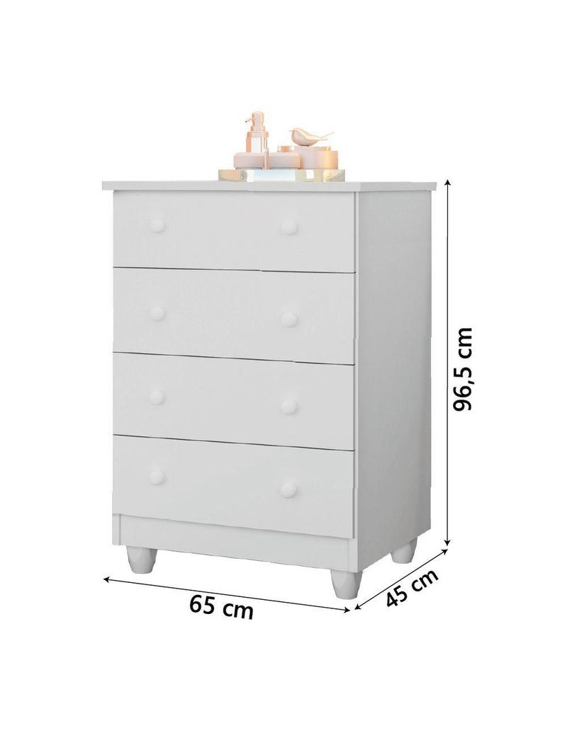 Cômoda Infantil Para Quarto Bebê 4 Gavetas Lara Branco J&a Branco