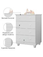 Cômoda Infantil Para Quarto Bebê 4 Gavetas Lara Branco J&a Branco