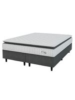 Cama Box Colchão Casal King Molas Ensacadas City Pillow Top 193x203x61cm Cinza Branco