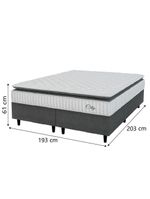 Cama Box Colchão Casal King Molas Ensacadas City Pillow Top 193x203x61cm Cinza Branco