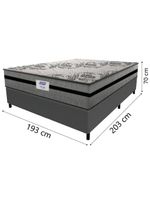 Cama Box Casal King Colchão Gazin com Molas Ensacadas Rubi 193x203x70cm Suede Cinza/Preto