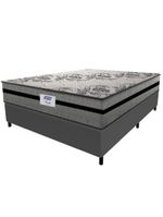 Cama Box Casal King Colchão Gazin com Molas Ensacadas Rubi 193x203x70cm Suede Cinza/Preto