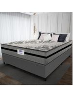 Cama Box Casal King Colchão Gazin com Molas Ensacadas Rubi 193x203x70cm Suede Cinza/Preto