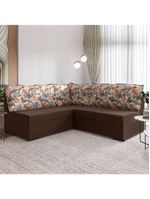 Sofá De Canto 5 Lugares Renaut Suede Marrom/Palmeira