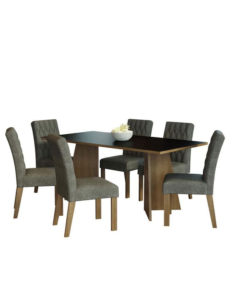 Conjunto Sala Jantar Mesa Madeira 6 Cadeiras Rustic