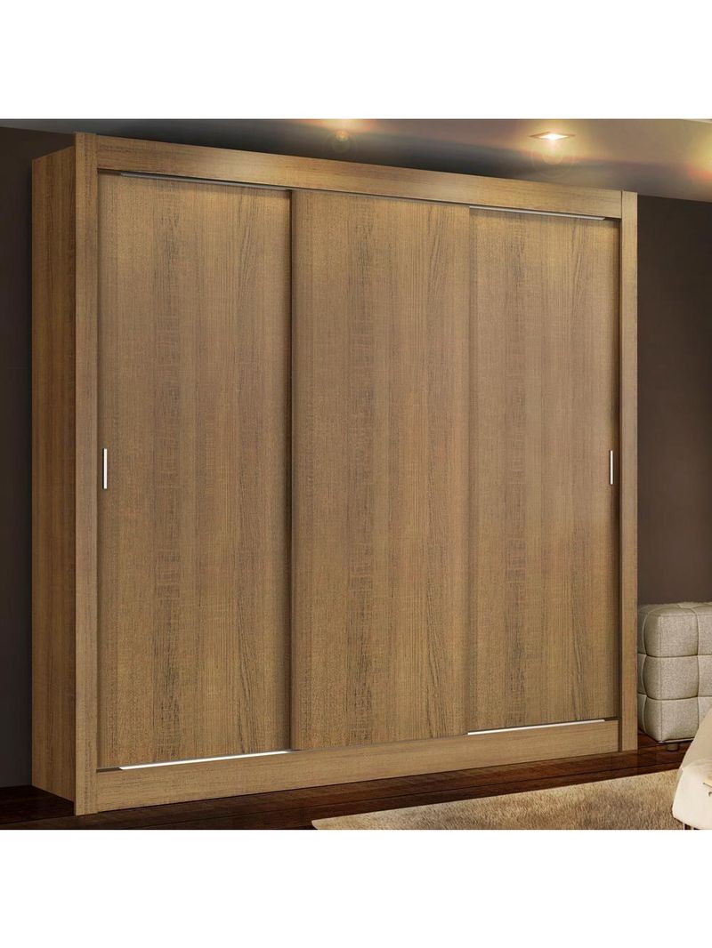 Guarda Roupa Casal Lyon 3 Portas de Correr Rustic Madesa