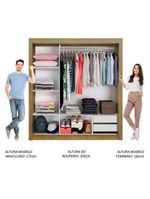 Guarda Roupa Casal Lyon 3 Portas de Correr Rustic Madesa