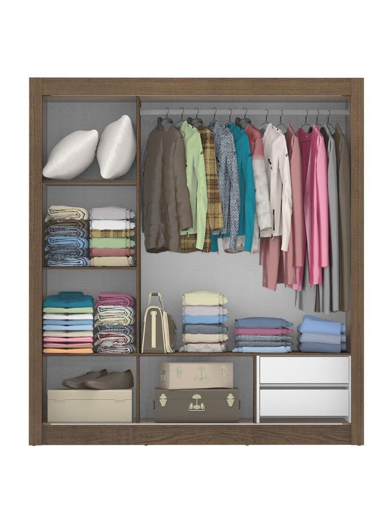 Guarda Roupa Casal Lyon 3 Portas de Correr Rustic Madesa