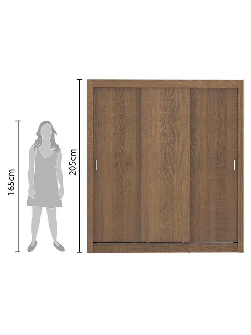 Guarda Roupa Casal Lyon 3 Portas de Correr Rustic Madesa