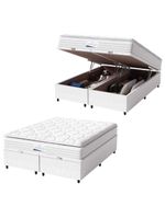 Cama Box Baú Casal King Colchão Molas Ensacadas Granville Com Pillow 193x203x69cm Branco